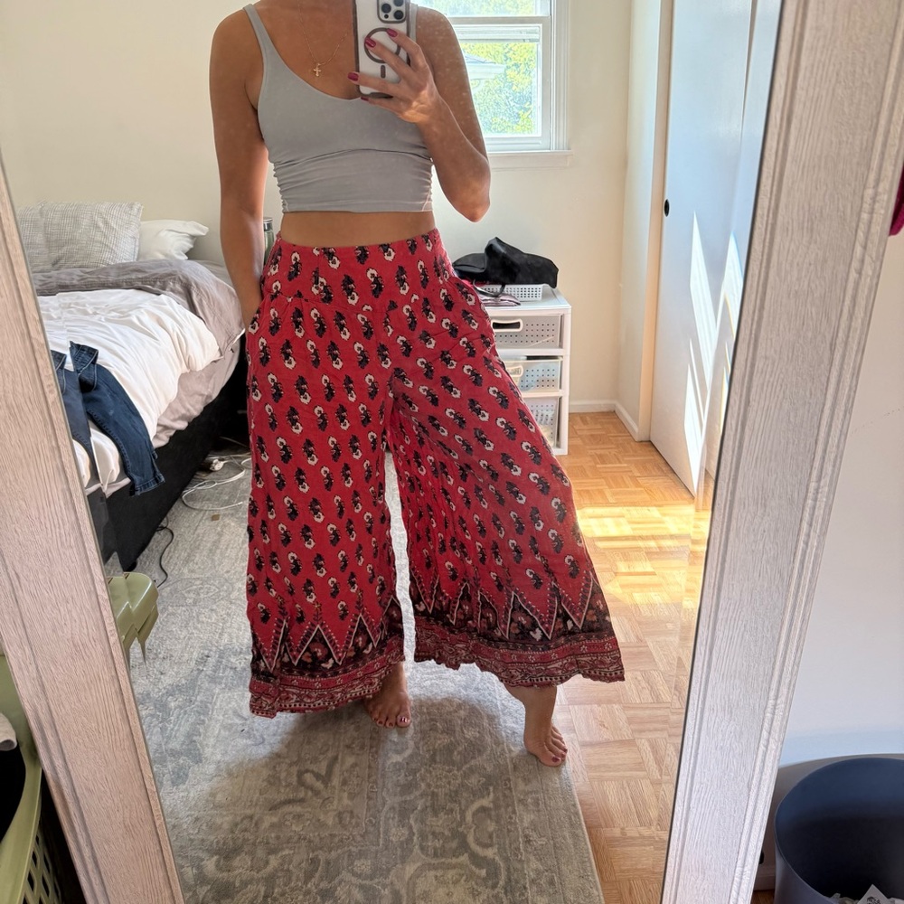 Free People Red Floral Pant size M
